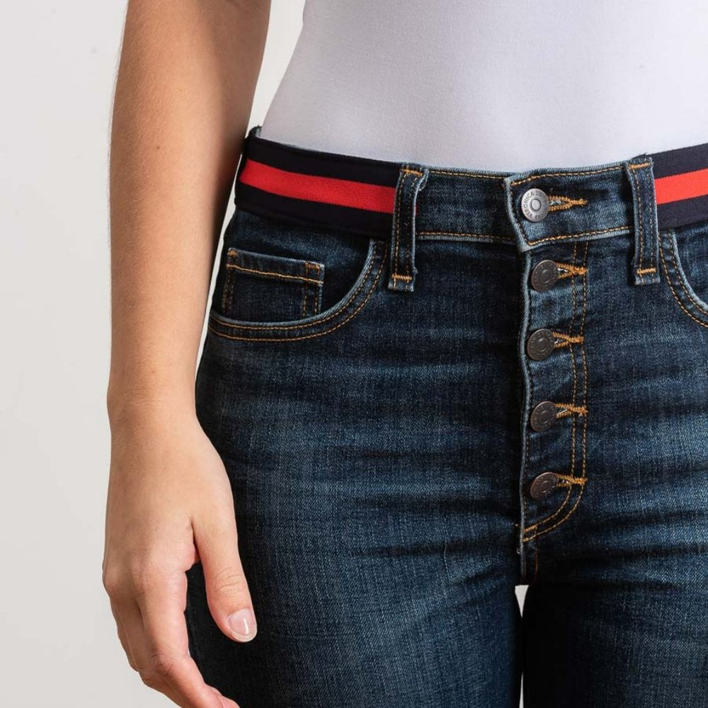 Veronica Beard Carolyn High-Rise Tux Wasit Cropped-Flare Jean 29